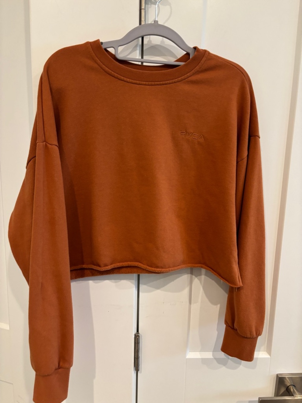 RVCA Women's Cropped Crewneck Sweatshirt - Rust